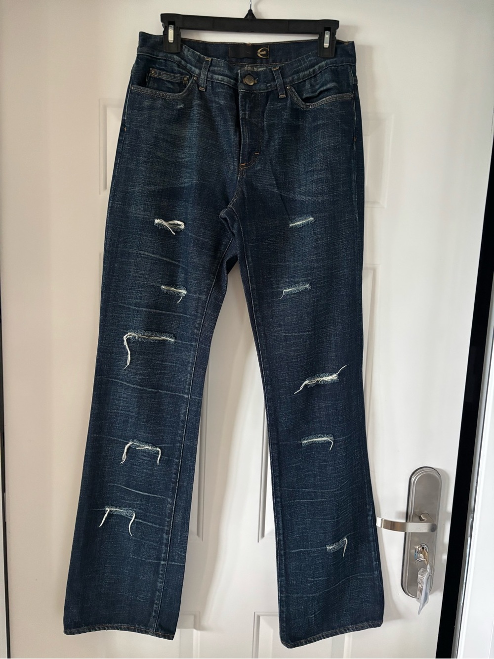 Just Cavalli Dark Blue Distressed Straight Leg Women's Jeans size 30 (6 US)